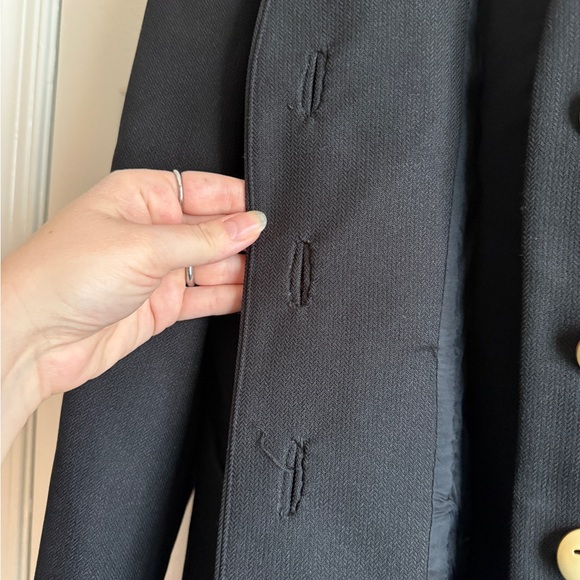 Vintage Dame Black Wool & Silk Blazer with Gold accents sz L-XL/EU 44 - Picture 9 of 10